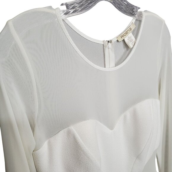 Vintage Arden B L Dress BodyCon Sheer Cut Out Long Sleeve Winter White Trendy - Picture 6 of 14